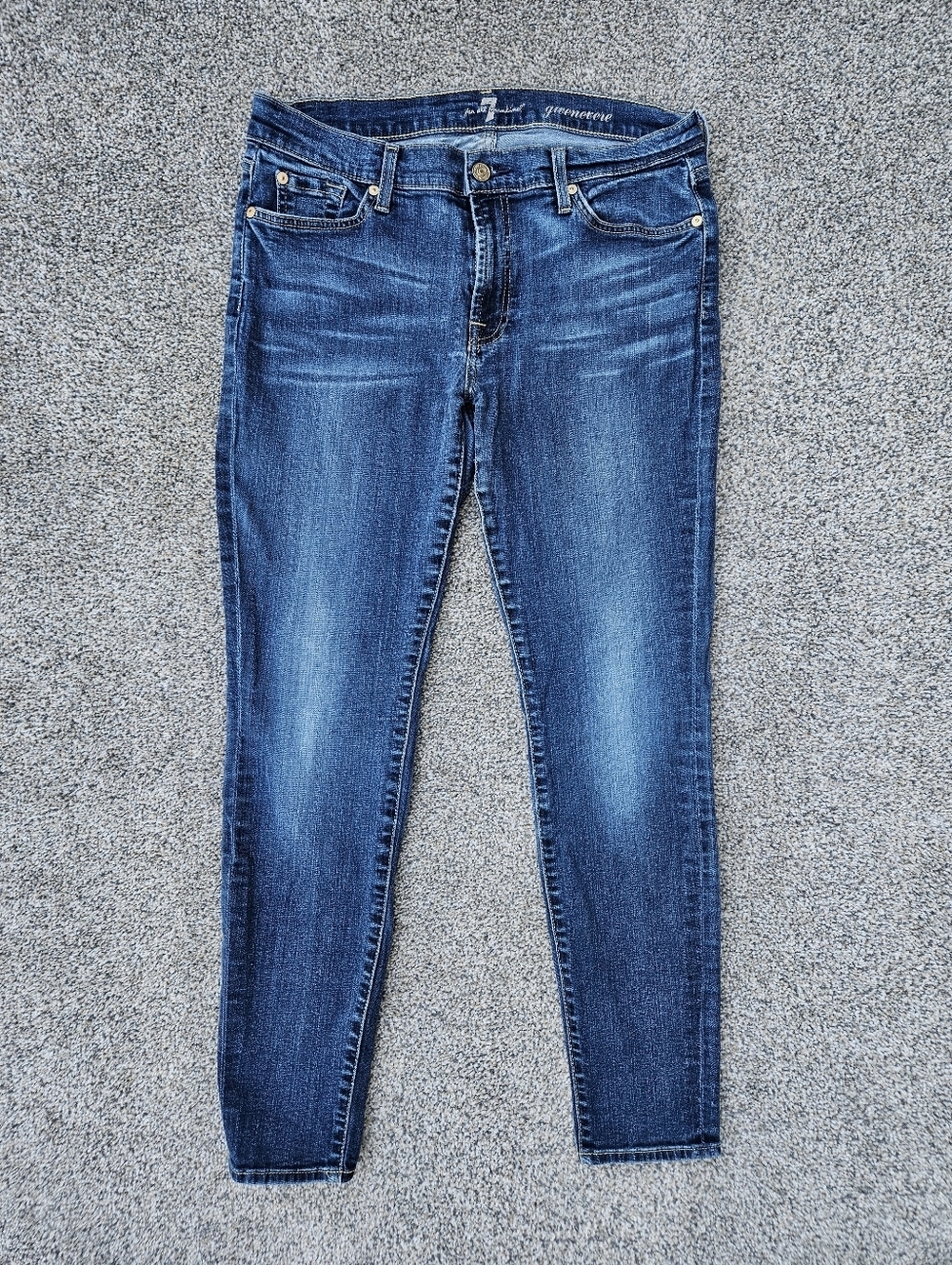 7FAM Gwenevere Skinny Ankle Jeans Women's Size 32 For All Mankind Stretch Denim